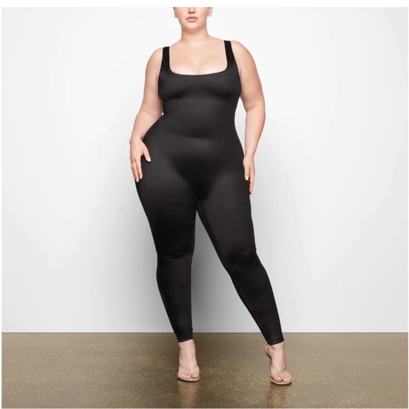 🖤SKIMS ALL IN ONE SQUARE NECK SHINE TANK JUMPSUIT ONESIE ONYX S - Picture 2 of 8